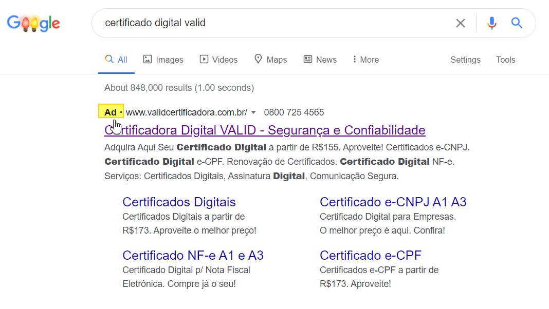 Print Busca Paga - Midia Google Valid Certificadora